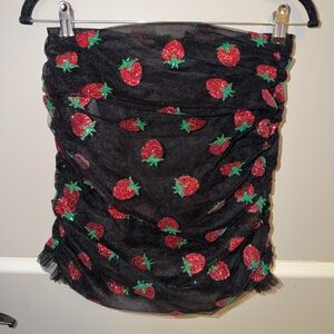 Genuine Lirika Matoshi Black Glitter Strawberry SkirtSize M